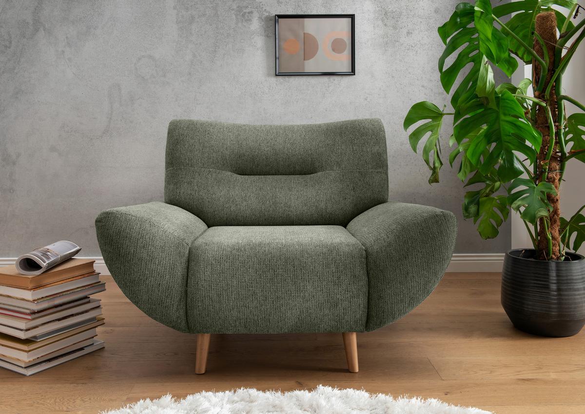 Sessel Drago Dunkelgrün B/H/T: 111/81/90 cm - Wildeiche/Dunkelgrün, MODERN, Textil (111/81/90cm) - MID.YOU