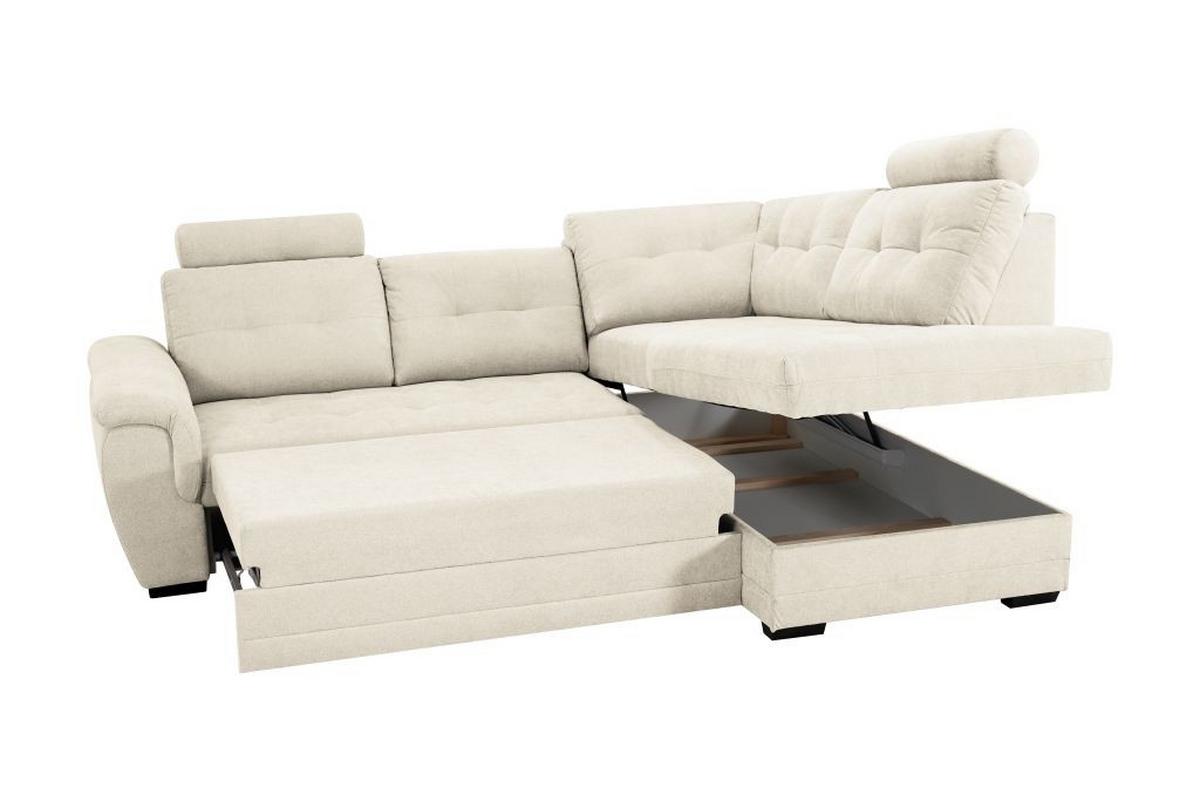 Rohová sedačka FALCO, pravá, krémová žinylka,2x op.hlavy - černá/krémová, Konvenční, dřevo/kompozitní dřevo (251/183cm) - Ondega