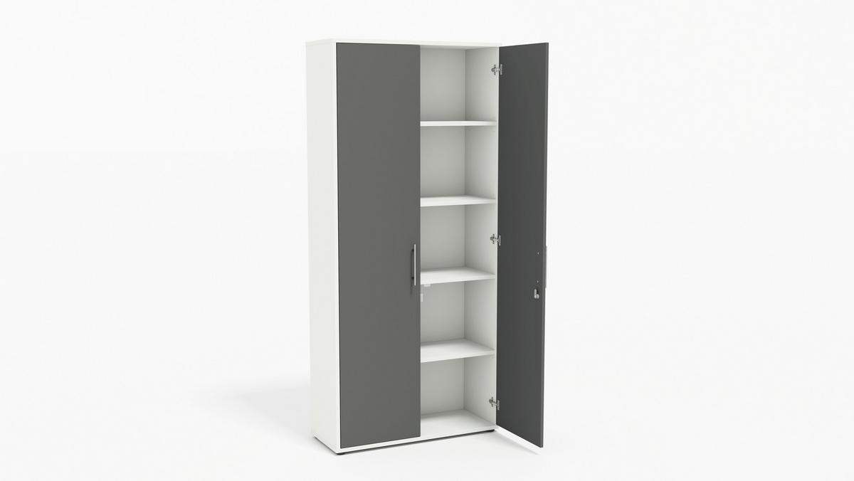 AKTENSCHRANK OFFICE EDITION - SW SET 4 - Anthrazit/Weiß, MODERN, Holzwerkstoff (128,5/185,6/33cm) - MID.YOU
