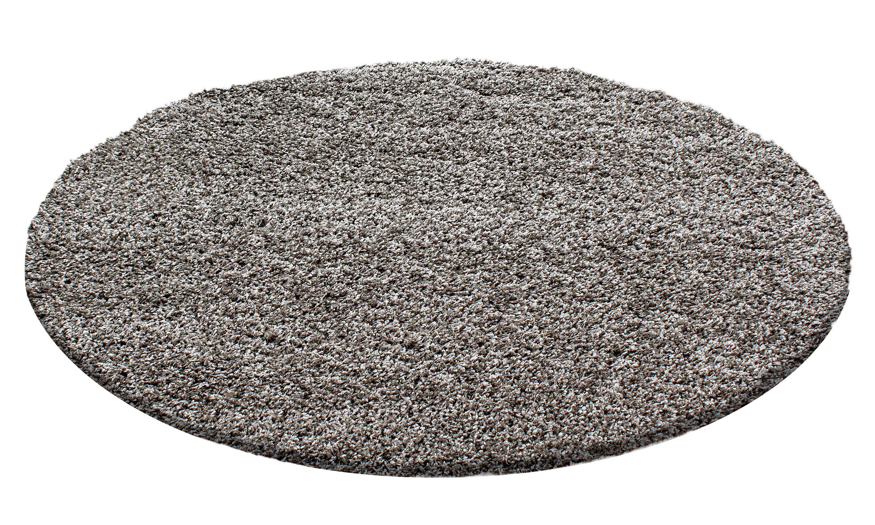 Hochflor Teppich Taupe Dream Rund Ø 120 cm - Taupe, KONVENTIONELL, Textil (120cm) - Novel