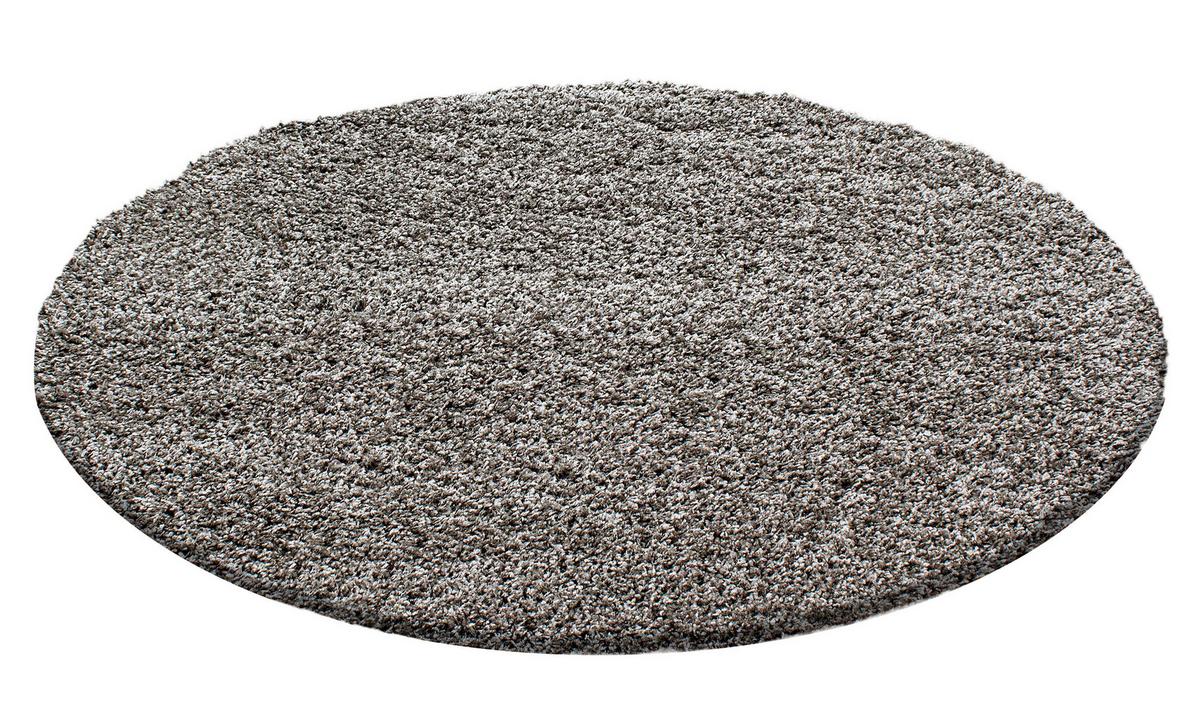 Hochflor Teppich Taupe Dream Rund Ø 120 cm - Taupe, KONVENTIONELL, Textil (120cm) - Novel