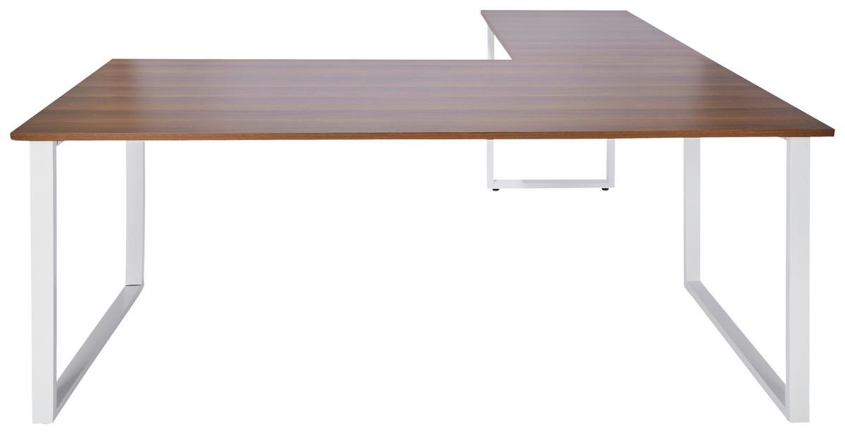 Eckschreibtisch Workspace Xl I B: 180 Cm Weiß/walnuss Dekor - Walnussfarben/Weiß, Basics, Holzwerkstoff/Metall (180/180/75,5cm) - MID.YOU