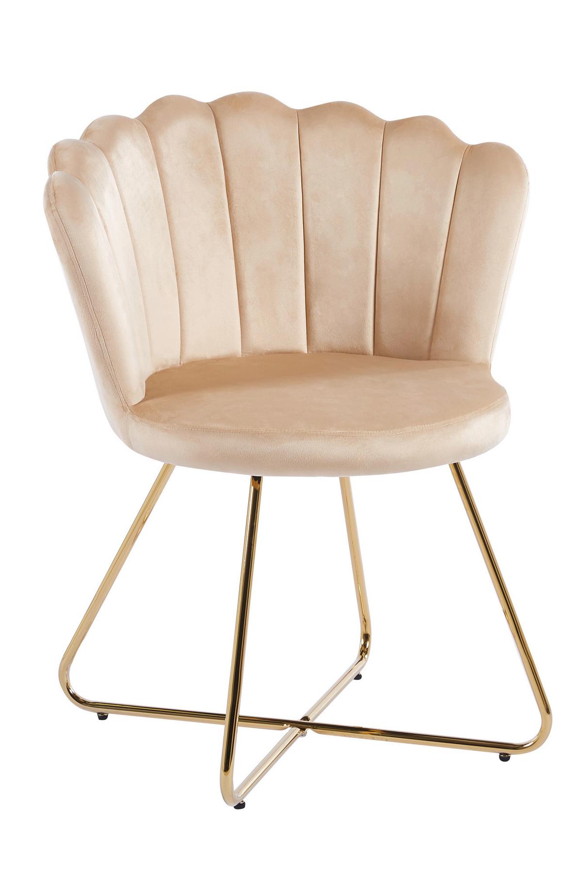 Stuhl-Set Beige B: 69,5 cm - Beige/Goldfarben, MODERN, Textil/Metall (69,5/85/66cm) - Livetastic