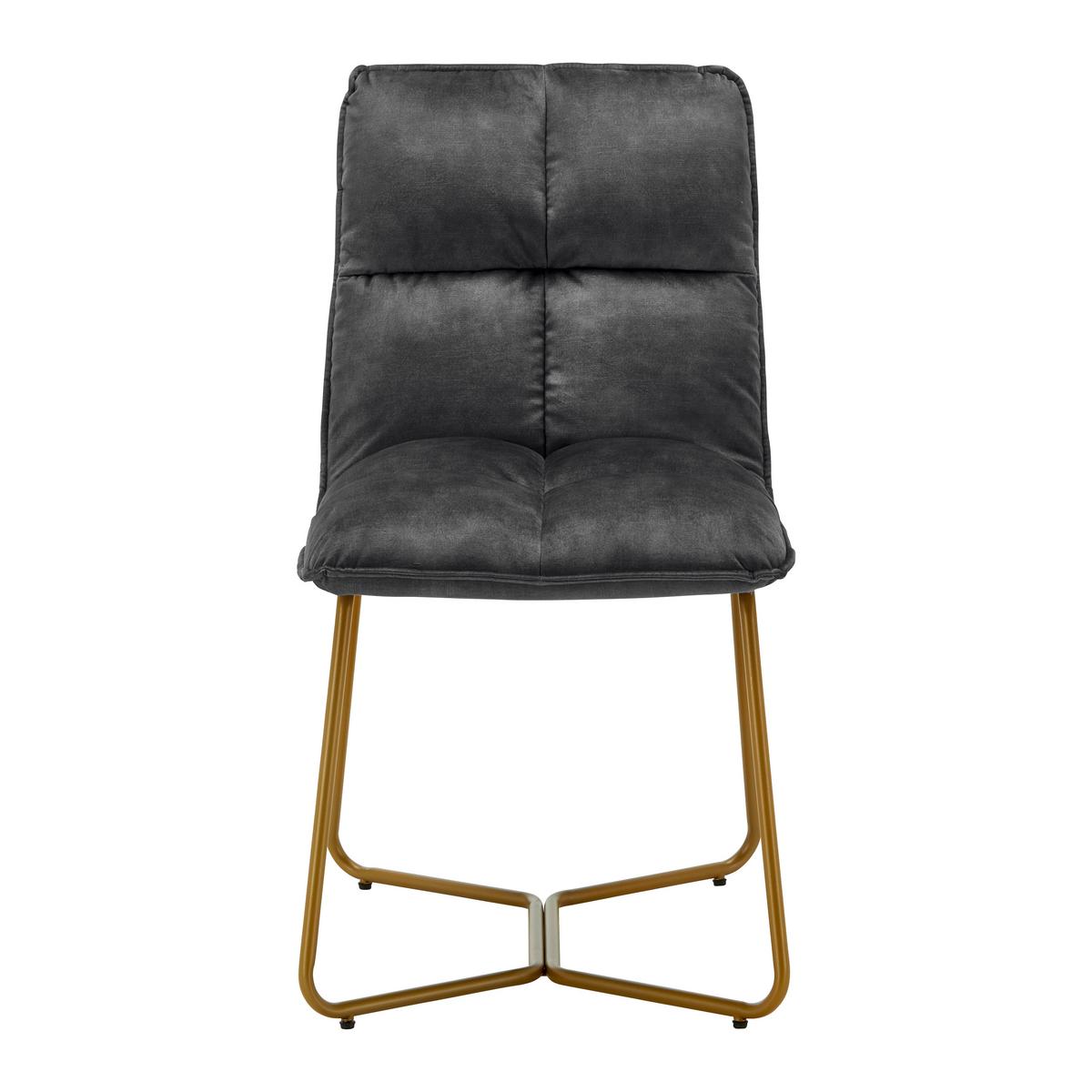 Židle ze sametu Fonia - tmavěšedá - tmavě šedá/barvy zlata, Moderní, kov/dřevo (49/85,5/57,5cm) - Bessagi Home