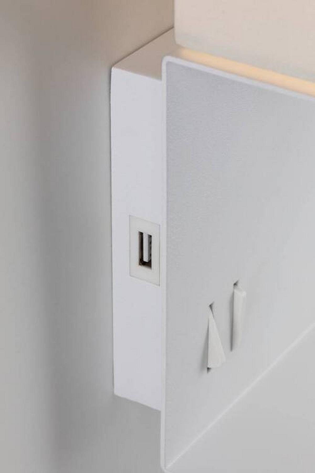 Wandleuchte Merani 1-flammig Mit Lesearm Und Usb-Anschluss - Weiß/Grau, LIFESTYLE, Textil/Metall (25/35,5cm) - Paulmann