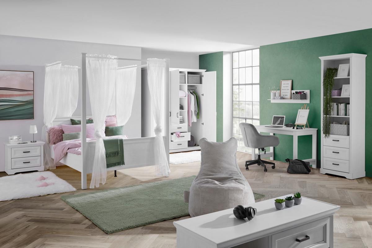 ŠATNÍ SKŘÍŇ MARILOU - bílá/barvy niklu, Romantický / Rustikální, kov/kompozitní dřevo (164/206/64cm)