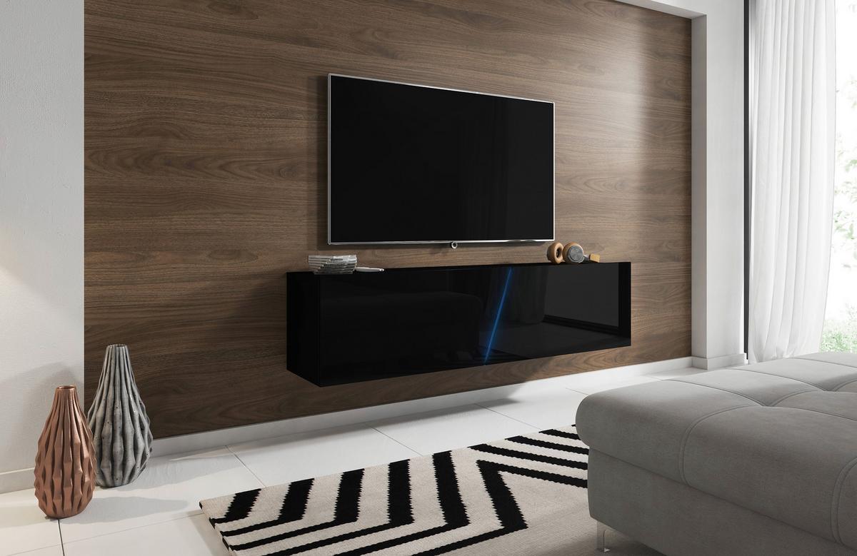 TV-Lowboard Slant B: 160 cm Schwarz - Schwarz, Design, Holzwerkstoff (160/35/40cm) - Livetastic