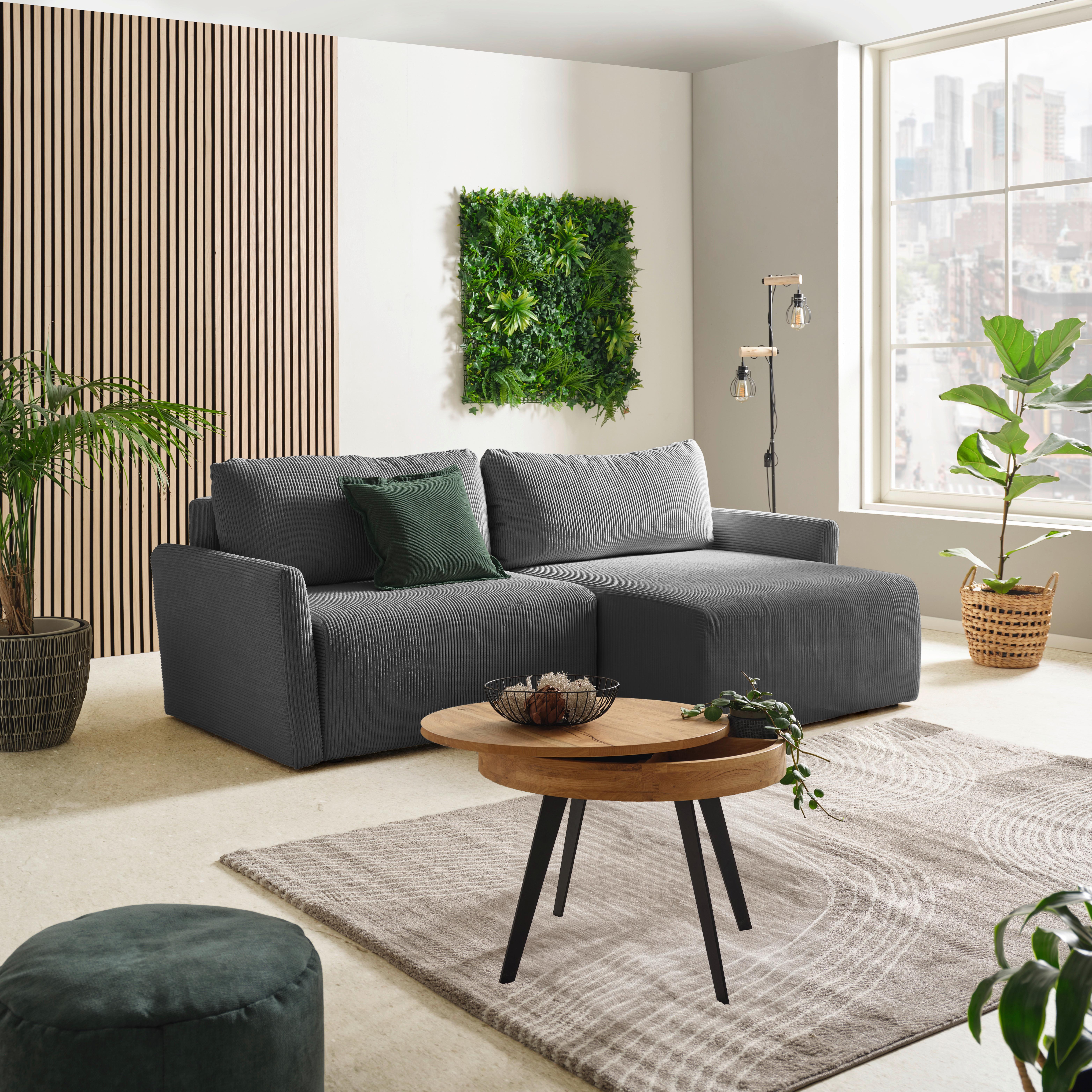 Ecksofa mit Schlaffunktion Sonos, Anthrazit 228x146 cm - Ecru/Anthrazit, MODERN, Textil (228/146cm)