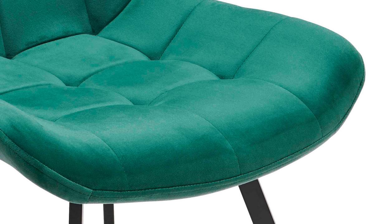 Schalenstuhl Chris Grün Samt Gepolstert - Schwarz/Grün, MODERN, Textil/Metall (54/86/62cm) - Luca Bessoni
