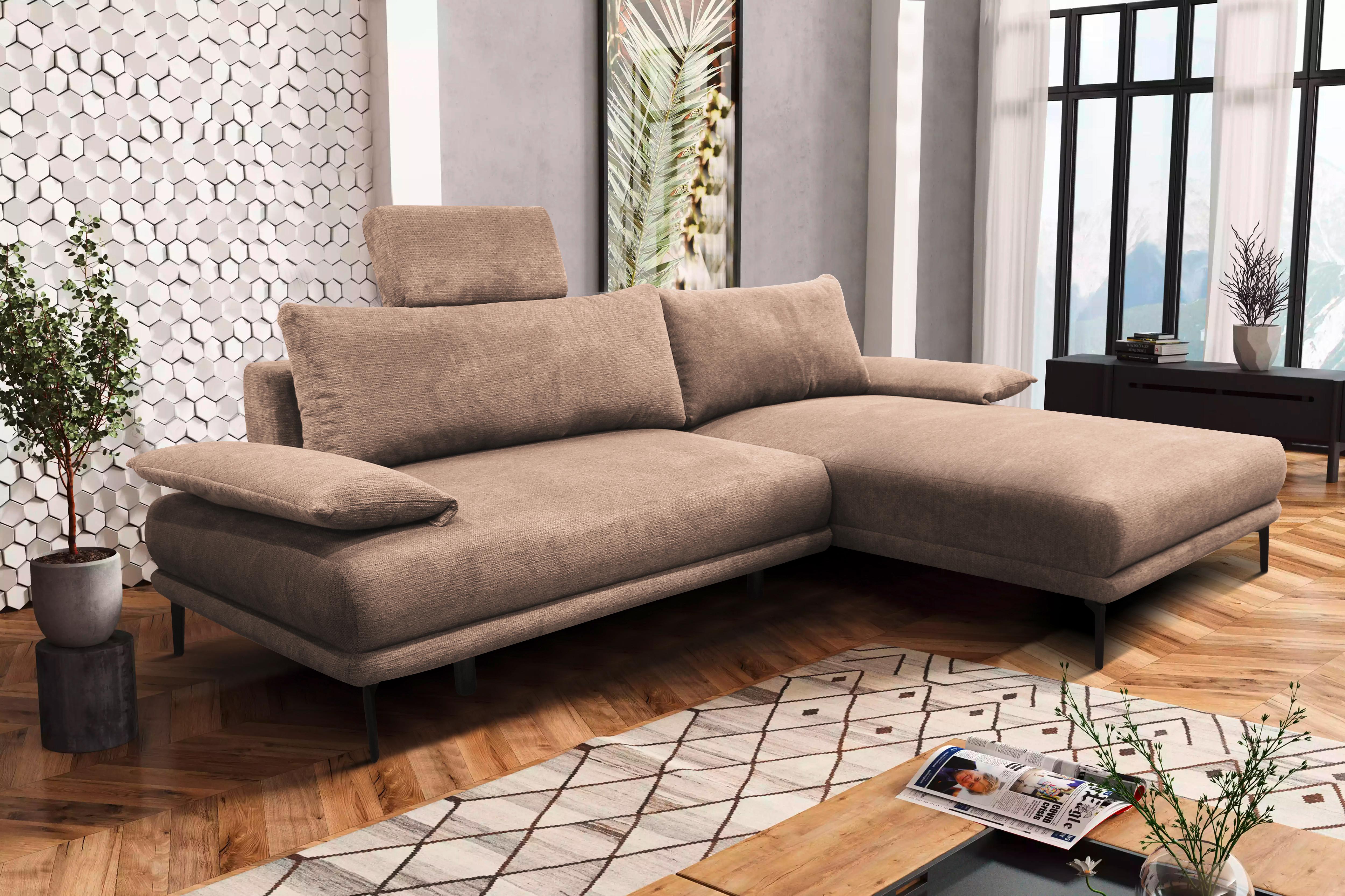 Ecksofa Mit Bettkasten Lagacy 260x192 Cm Webstoff Beige - Beige/Schwarz, Design, Textil (260/192cm) - MID.YOU