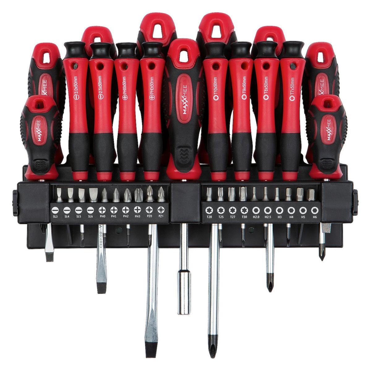 Schraubendreher-Set Maxxmee 37--Teilig. mit Wandhalterung - Basics, Kunststoff/Metall (29/22/7,5cm)