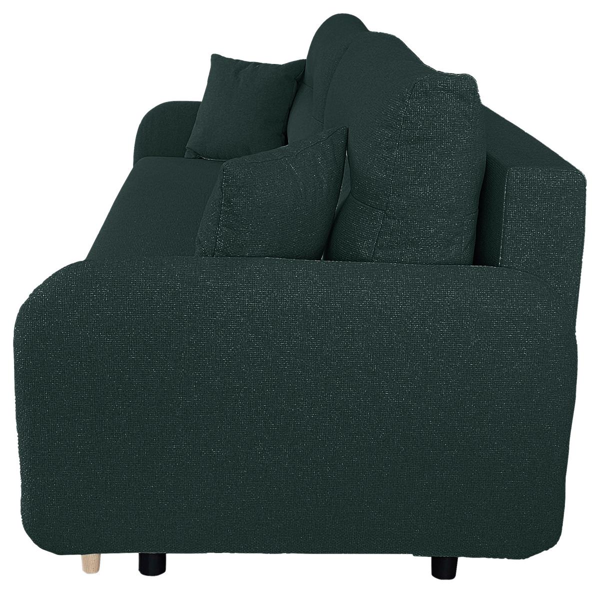 Schlafsofa mit Bettkasten Vero Grün B: 206 cm - Schwarz/Naturfarben, Design, Textil (206/88/93cm) - MID.YOU