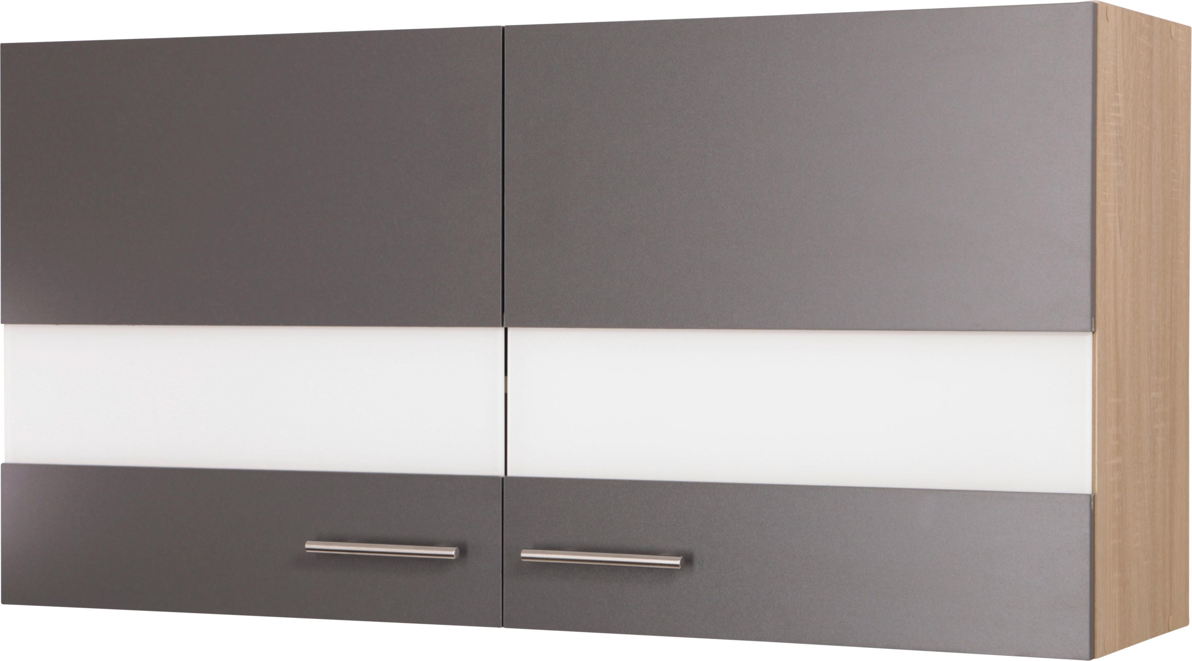 Küchenoberschrank Merle Grau/Eiche Dekor B:110cm - Eichefarben/Grau, Basics, Glas/Holzwerkstoff (110/56,1/34,6cm) - Respekta