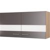 Küchenoberschrank Merle Grau/Eiche Dekor B:110cm - Eichefarben/Grau, Basics, Glas/Holzwerkstoff (110/56,1/34,6cm) - Respekta