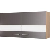 Küchenoberschrank Merle Grau/Eiche Dekor B:110cm - Eichefarben/Grau, Basics, Glas/Holzwerkstoff (110/56,1/34,6cm) - Respekta