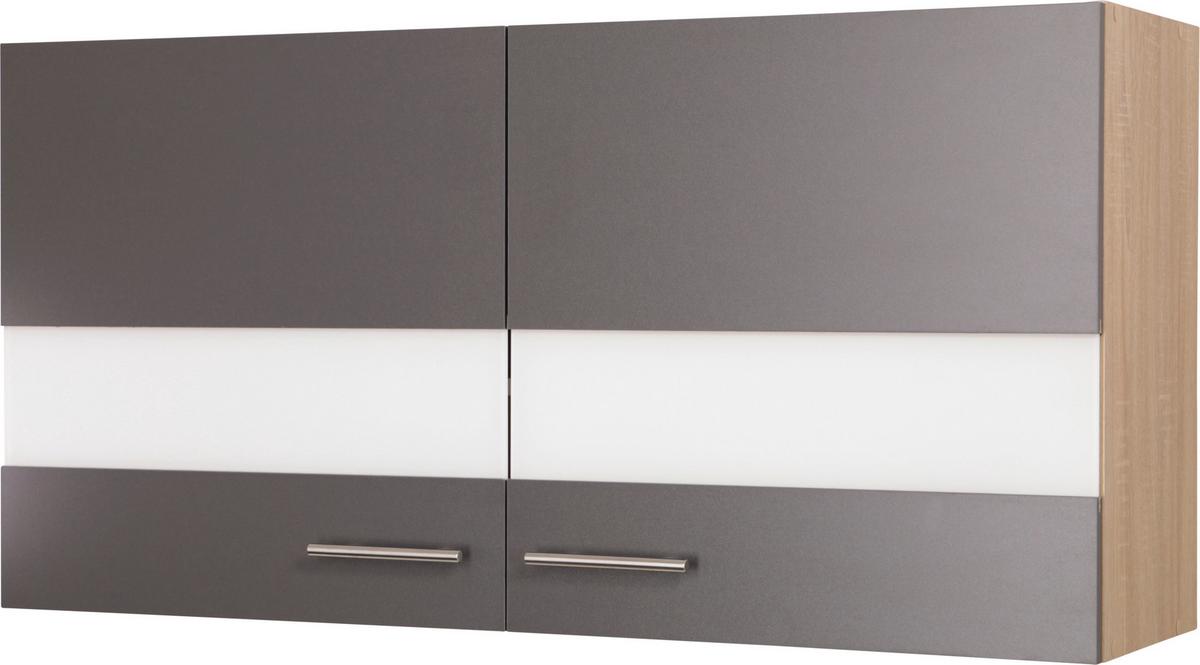Küchenoberschrank Merle Grau/Eiche Dekor B:110cm - Eichefarben/Grau, Basics, Glas/Holzwerkstoff (110/56,1/34,6cm) - Respekta