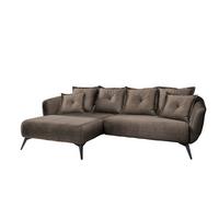 Ecksofa Baggio Mit Kissen Textil Braun - Schwarz/Braun, MODERN, Holz/Textil (277/94/162cm) - Livetastic