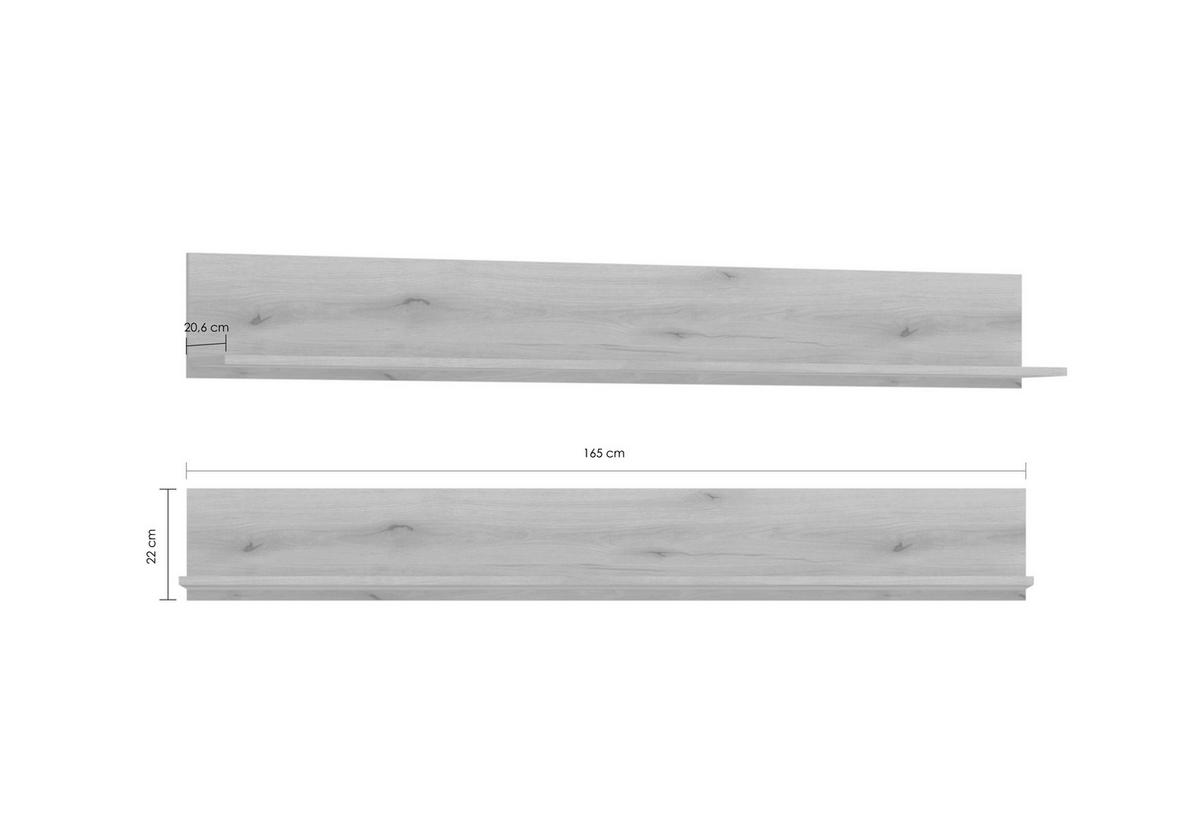 Wandregal Dalano Eichefarben B: 165 Cm - Eichefarben, Trend, Holzwerkstoff (165/22/20,6cm) - MID.YOU