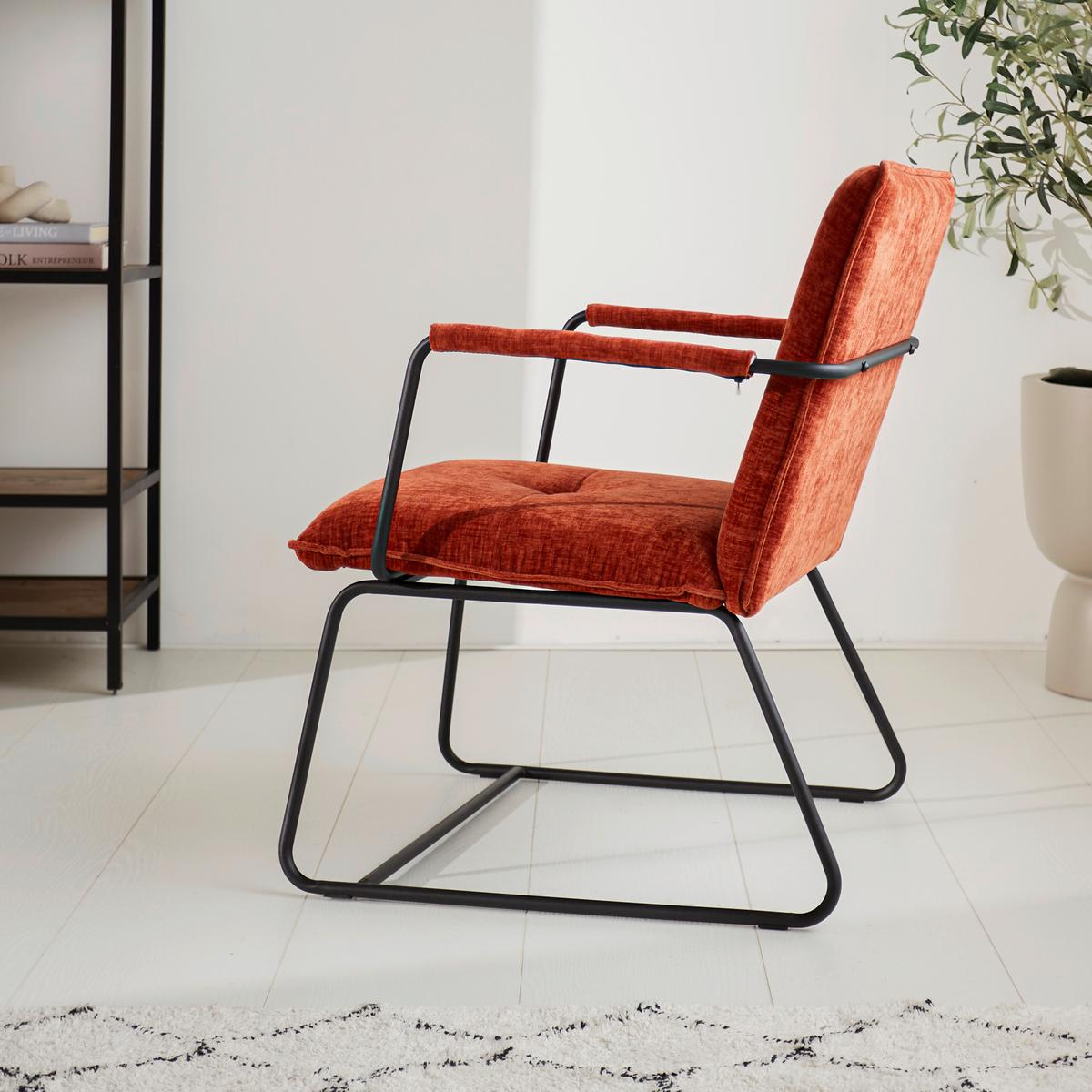 Sessel Bilbao Kupferfarben B: 65 cm - Schwarz/Kupferfarben, MODERN, Textil (65/80/68cm) - MID.YOU