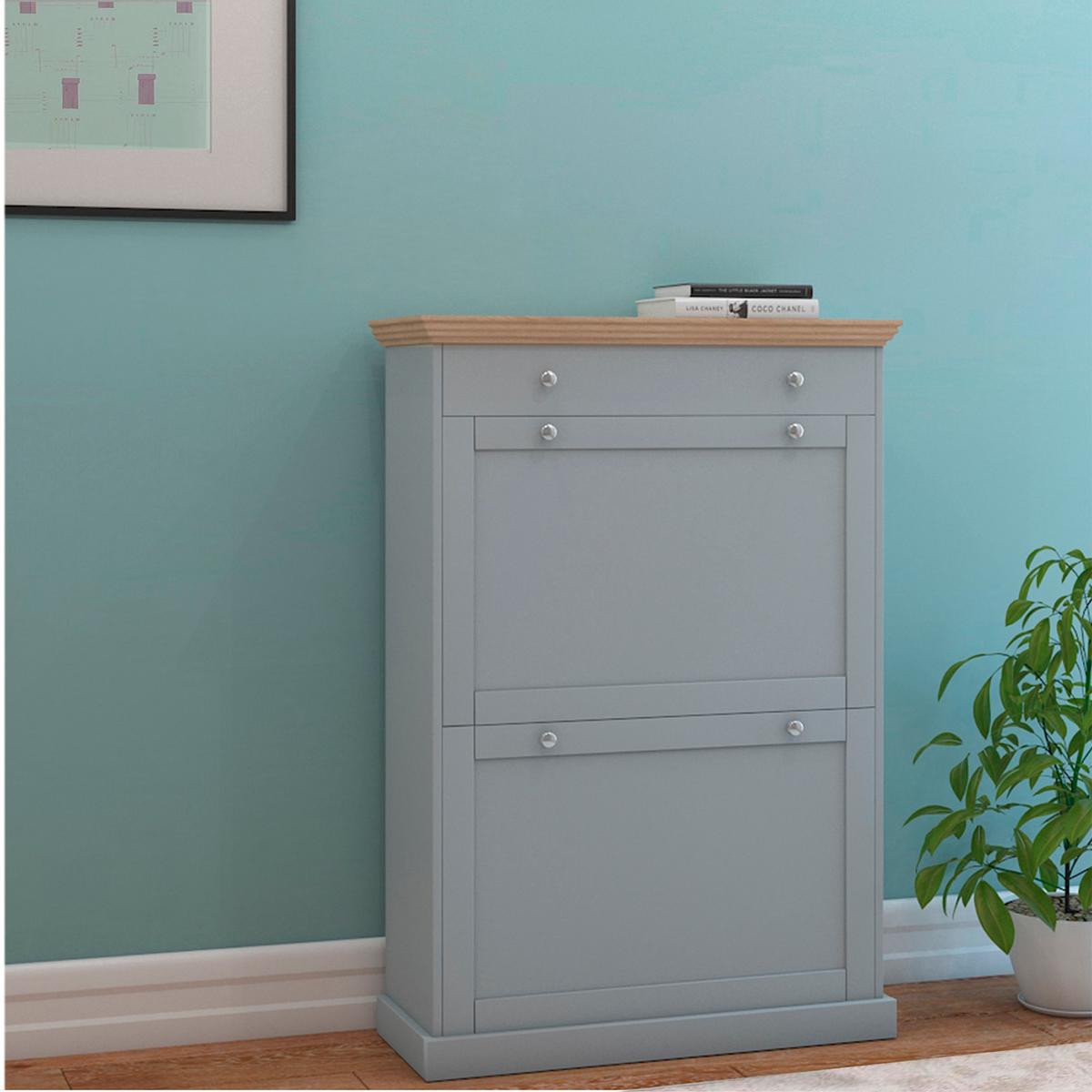 Schuhkipper Binz Grau/eiche Dekor B: 80 Cm - Eichefarben/Grau, Design, Holzwerkstoff (80/105/30cm) - MID.YOU