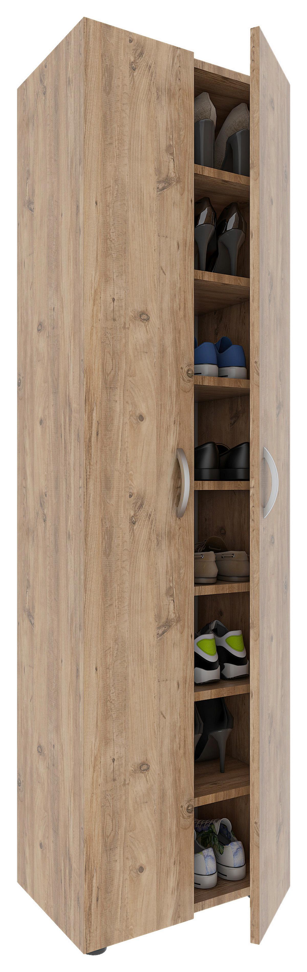 Schuhschrank Ulas Honigeiche Dekor B: 49 Cm - Honigeiche/Grau, MODERN, Holzwerkstoff (49/173/30cm) - MID.YOU