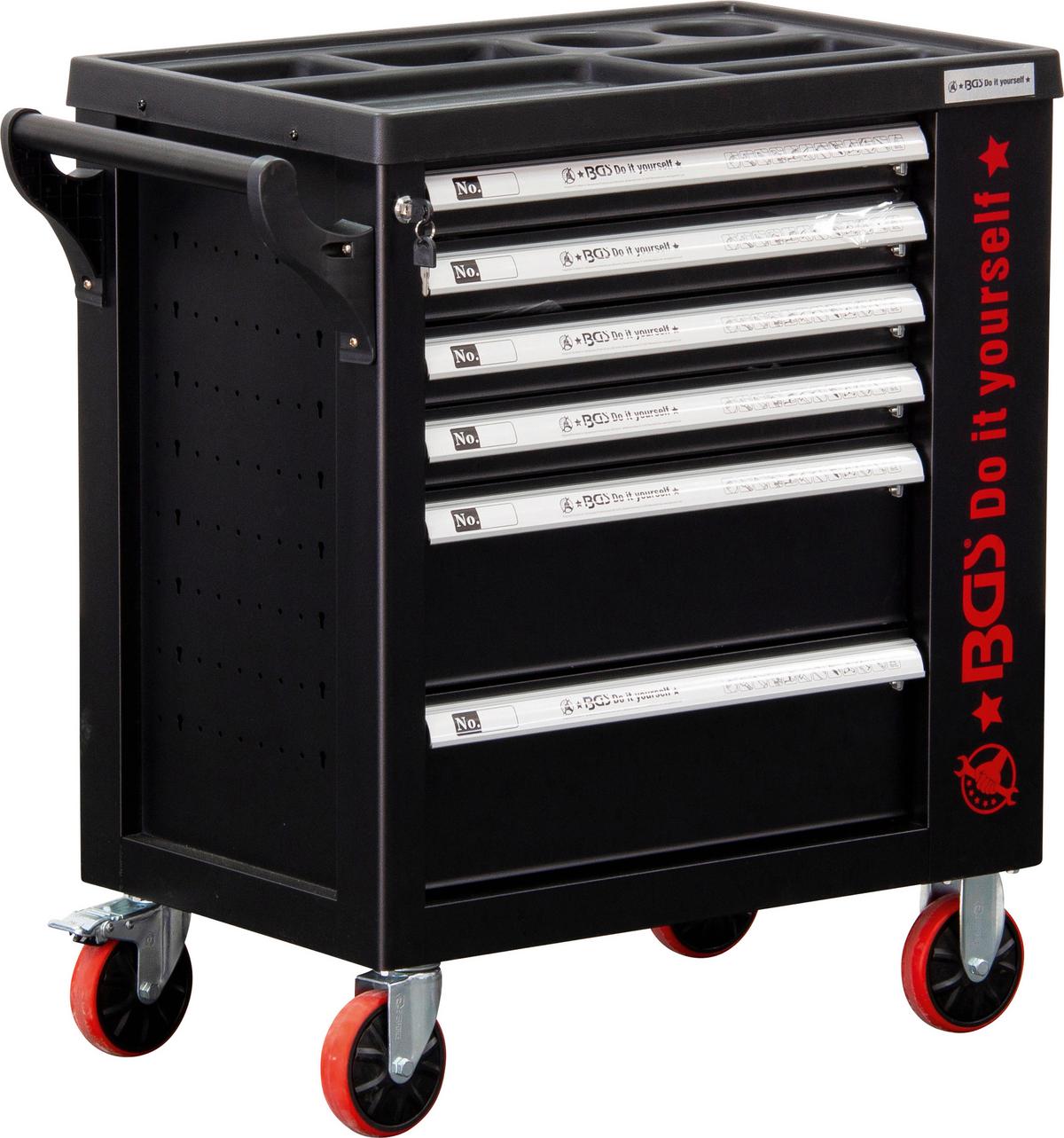 Werkstattwagen Leer Schwarz/Rot B: 74,98 cm - Rot/Schwarz, Basics (74,98/87,97/45,5cm)