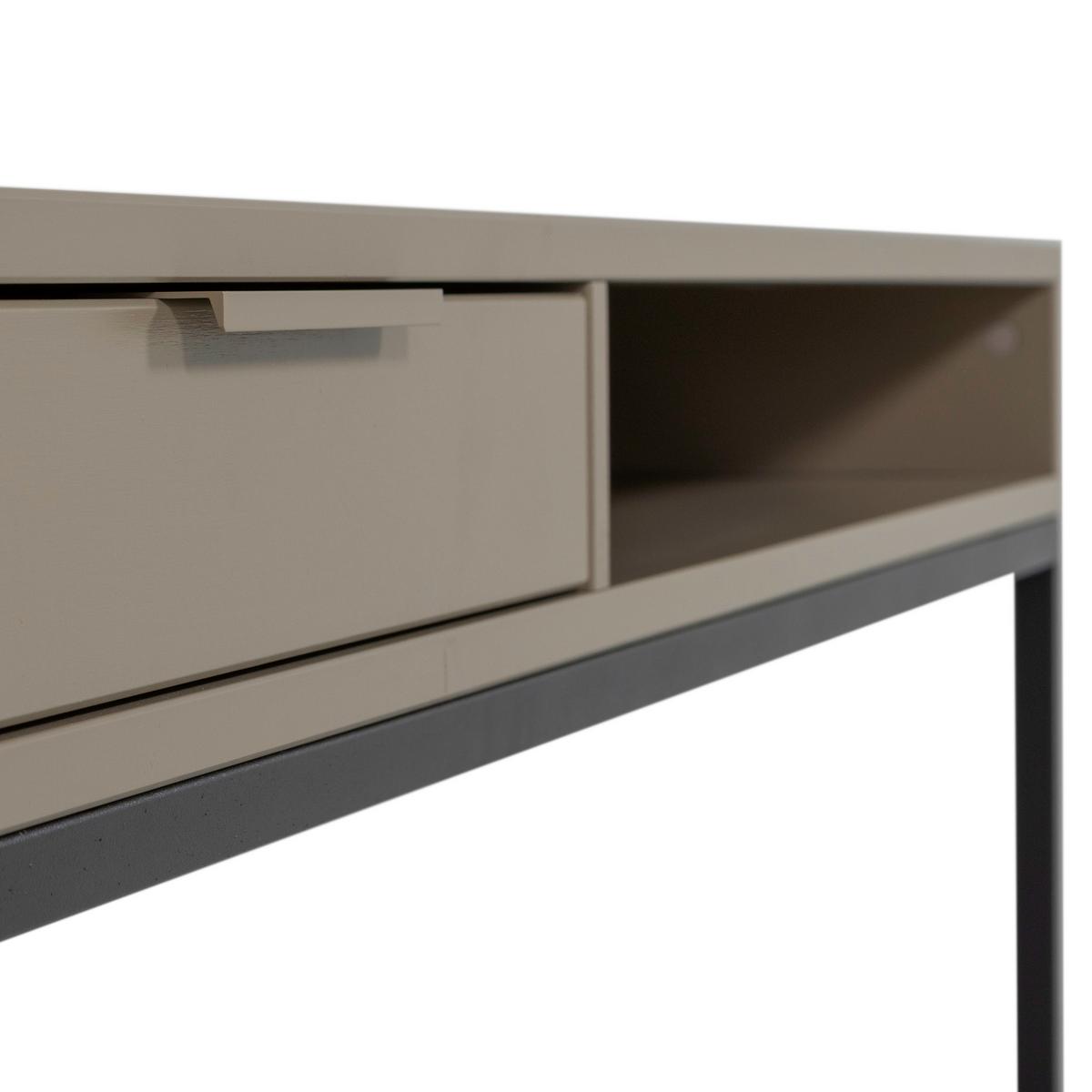 Schreibtisch Nore Schlammfarben B: 130 cm - Schlammfarben/Schwarz, MODERN, Holz/Metall (130/58/75cm) - Livetastic