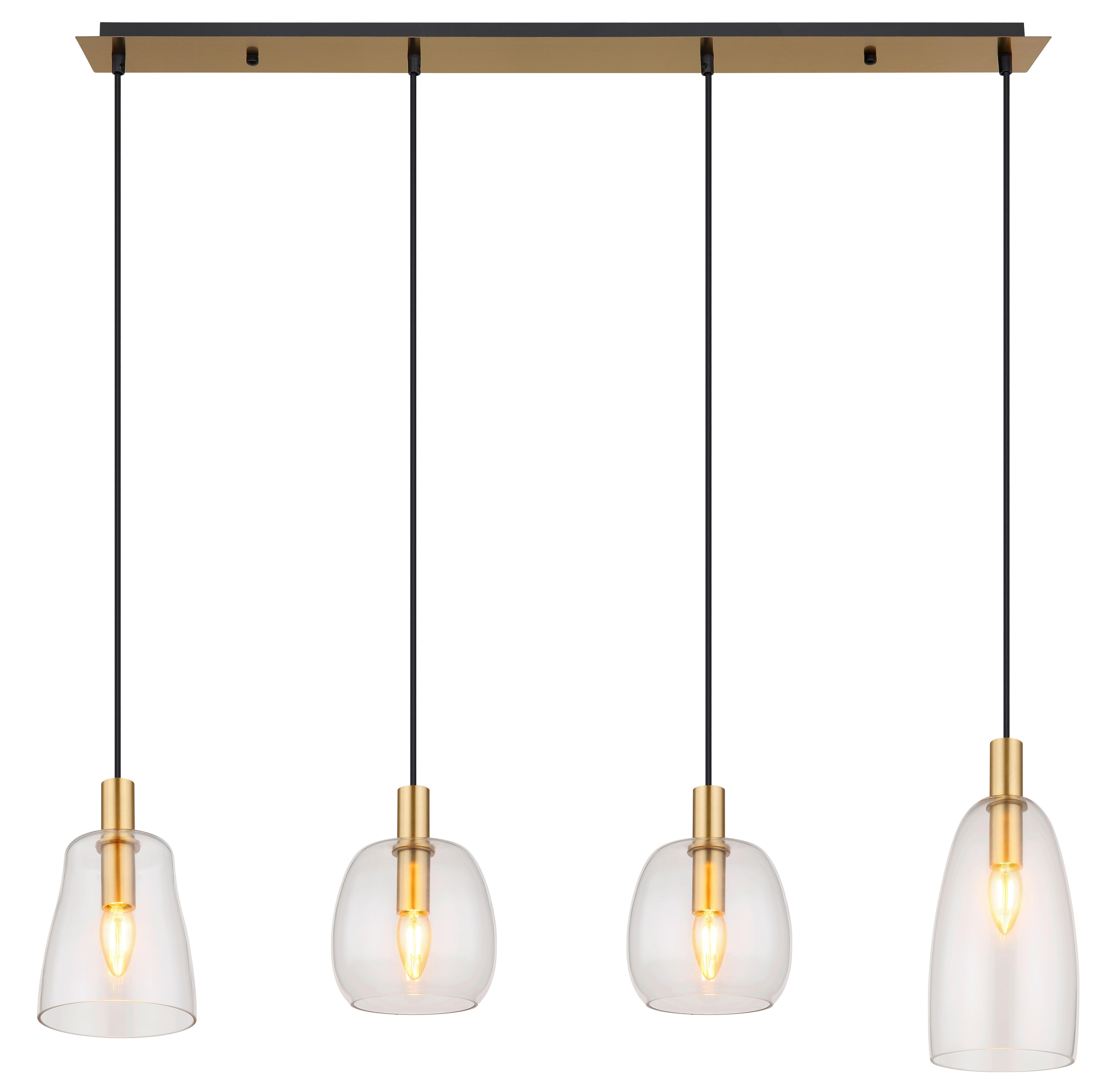 Hängeleuchte 15789-4hm - Messingfarben, KONVENTIONELL, Glas/Metall (107/16/120cm) - Globo