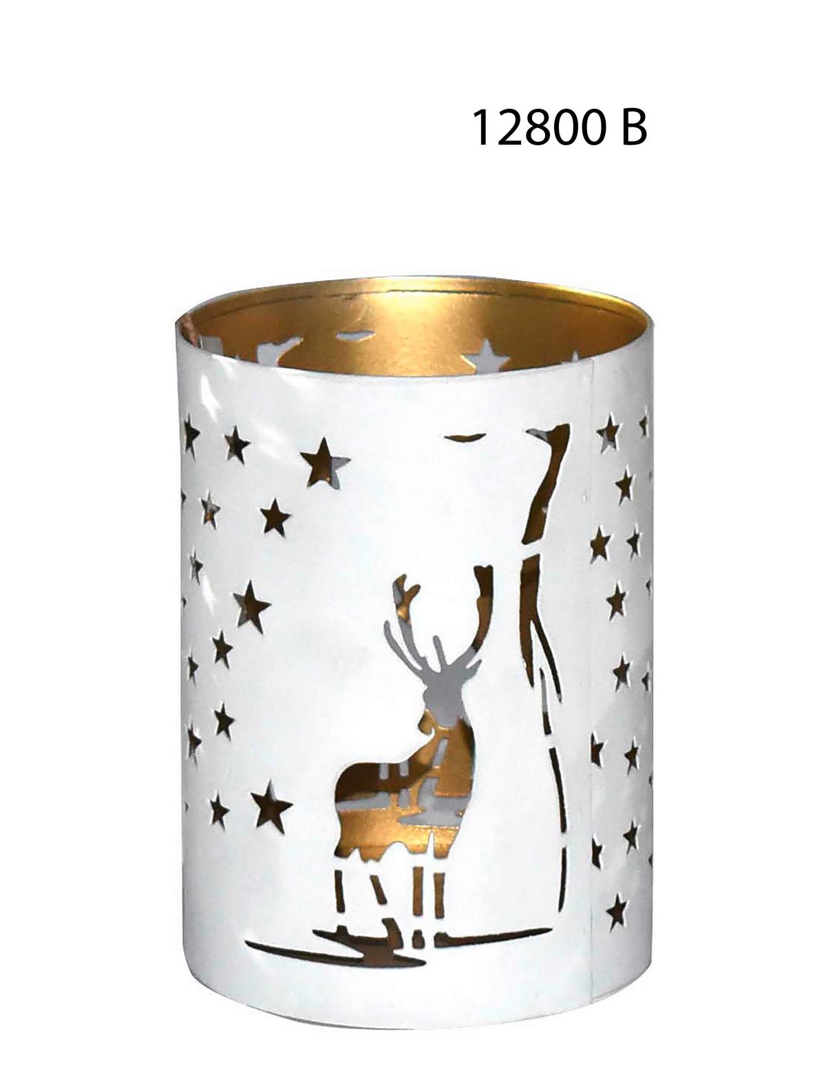 Laterne Lorik - Goldfarben/Weiß, KONVENTIONELL, Metall (10/13cm) - Luca Bessoni