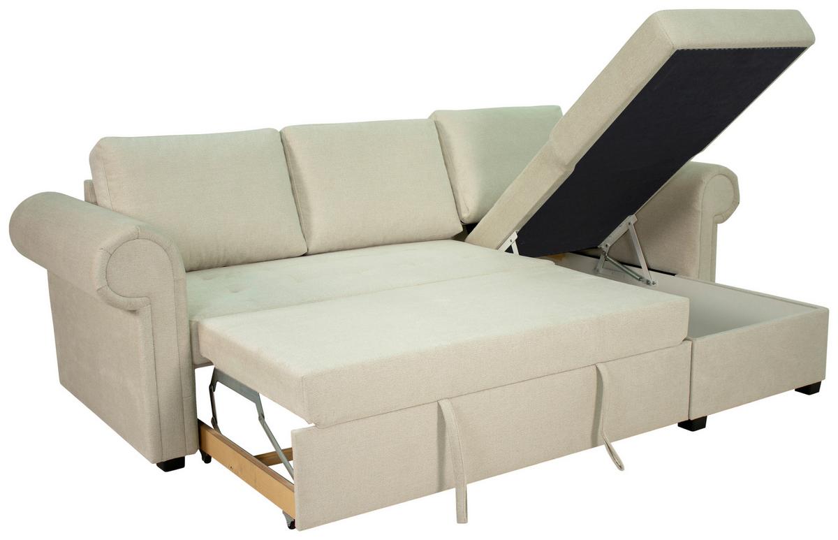 Ecksofa Oslo Creme B: 260 cm - Creme, ROMANTIK / LANDHAUS, Textil (260/85/155cm) - James Wood