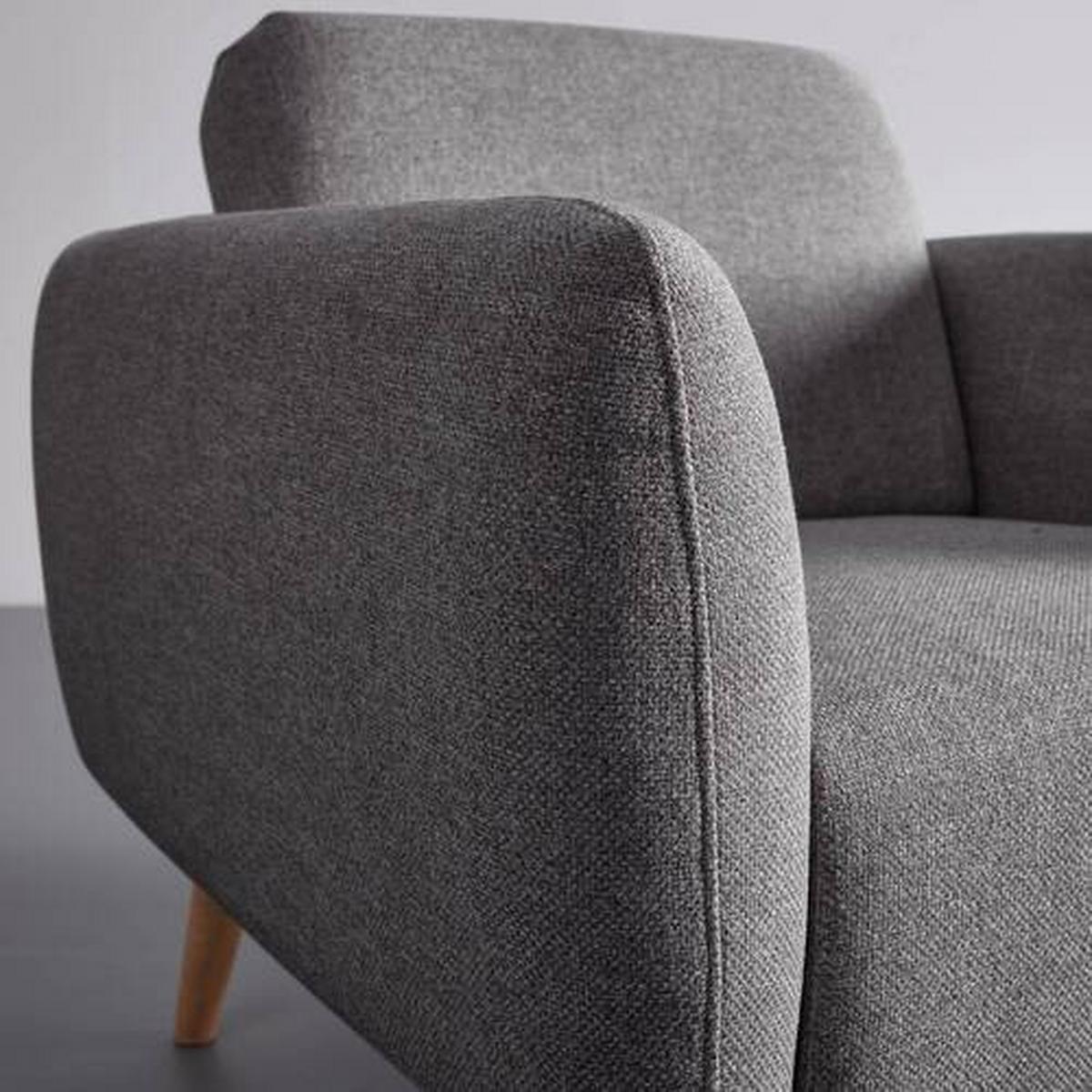 Malé křeslo PIA, tmavě šedé - tmavě šedá/přírodní barvy, Moderní, dřevo/textil (86/76/75cm) - Bessagi Home