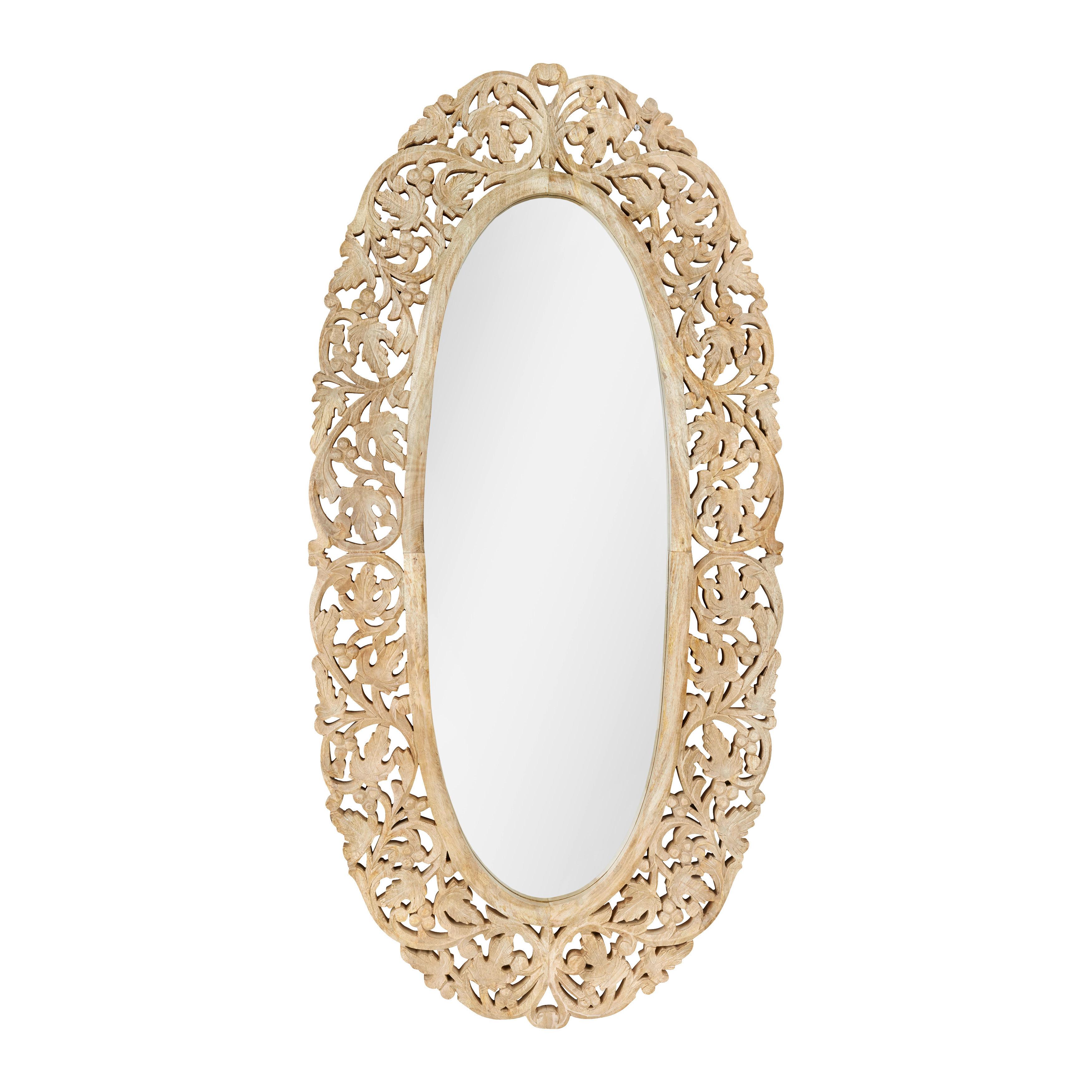 Nástěnné zrcadlo 75x150cm - přírodní barvy, Romantický / Rustikální, dřevo/kompozitní dřevo (75/150/3,5cm) - Premium Living