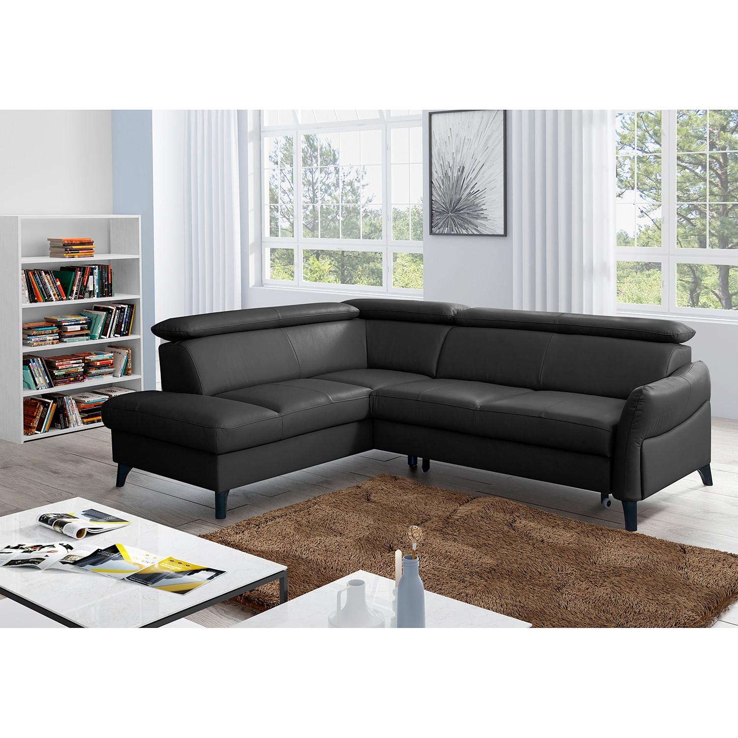 Ecksofa Note New Teilleder schwarz 199x244 - Schwarz, Design, Leder/Textil (199/244cm) - Livetastic