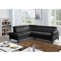 Ecksofa Note New Teilleder schwarz 199x244 - Schwarz, Design, Leder/Textil (199/244cm) - Livetastic