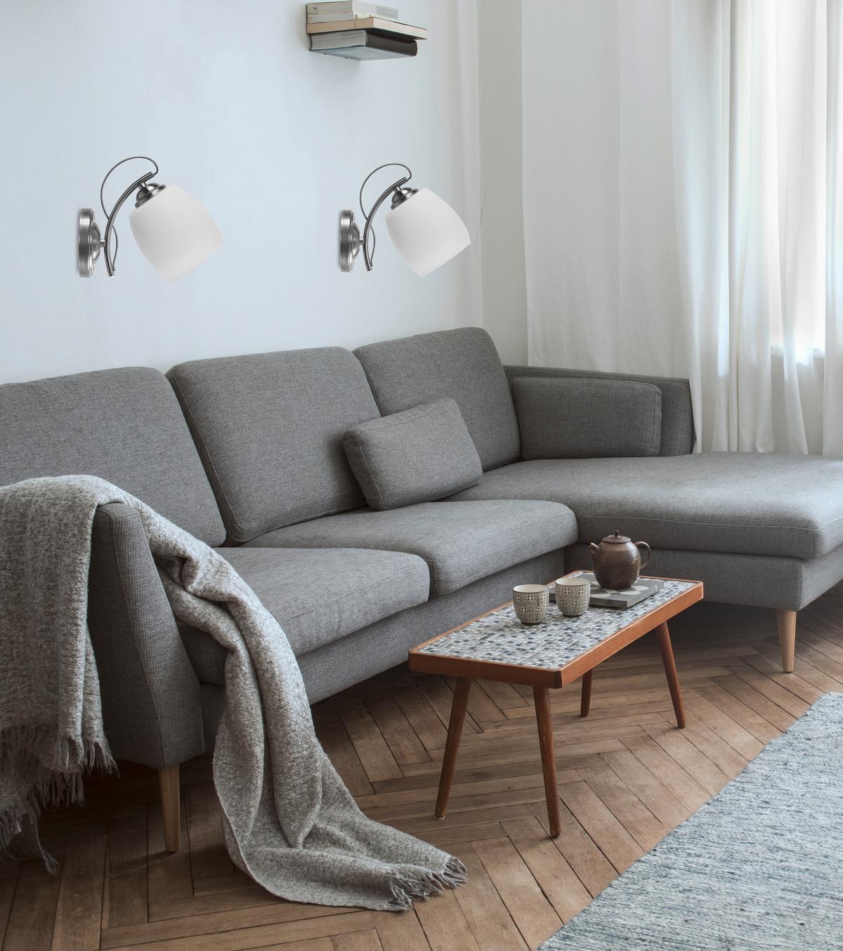 Wandleuchte 21-77028 - Chromfarben/Weiß, KONVENTIONELL, Metall (19/22/12cm)