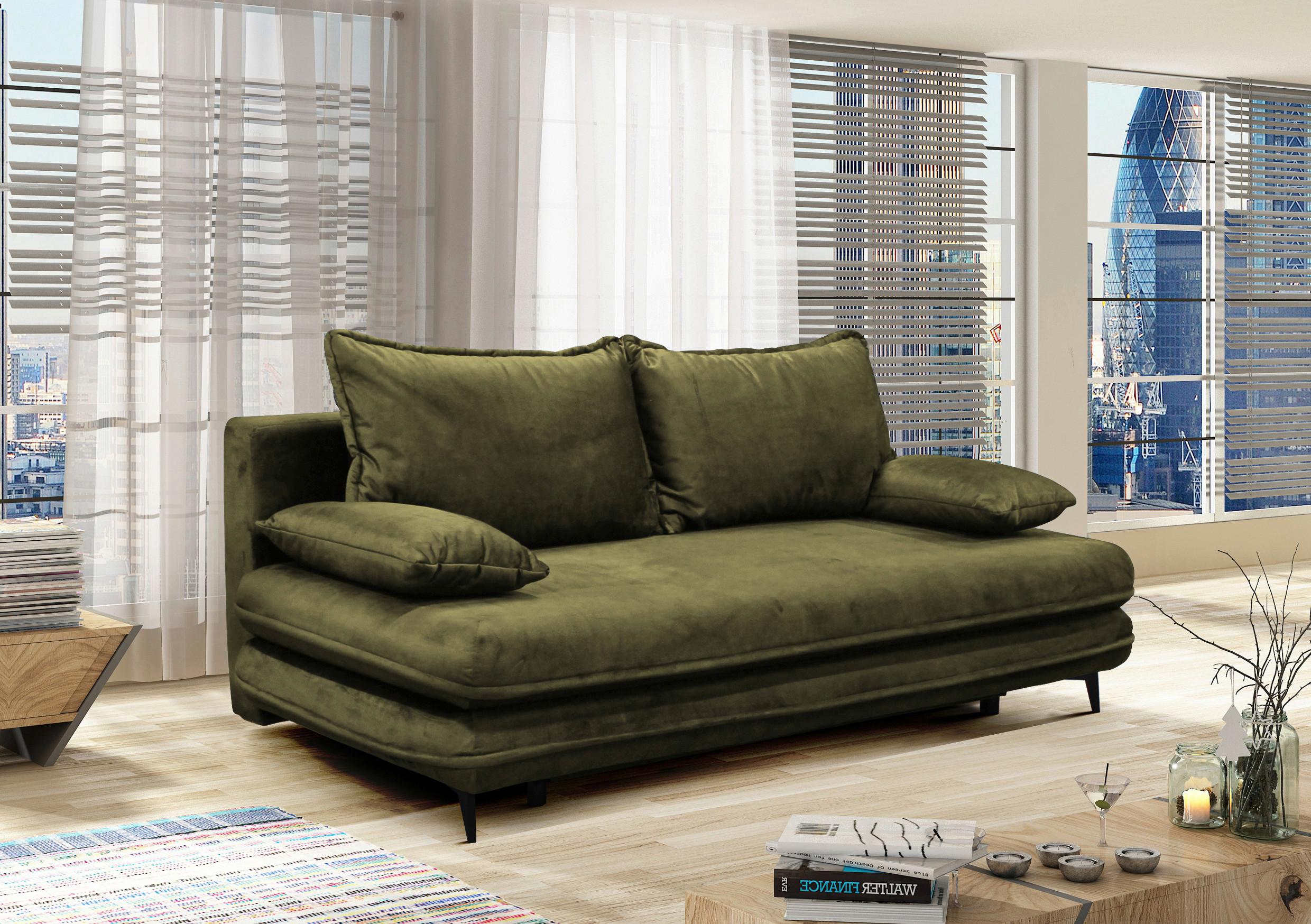 2-sitzer-sofa Mit Schlaffunktion Look B: 217 Cm - Dunkelgrün/Schwarz, Design, Textil (217/73/86/106cm) - MID.YOU