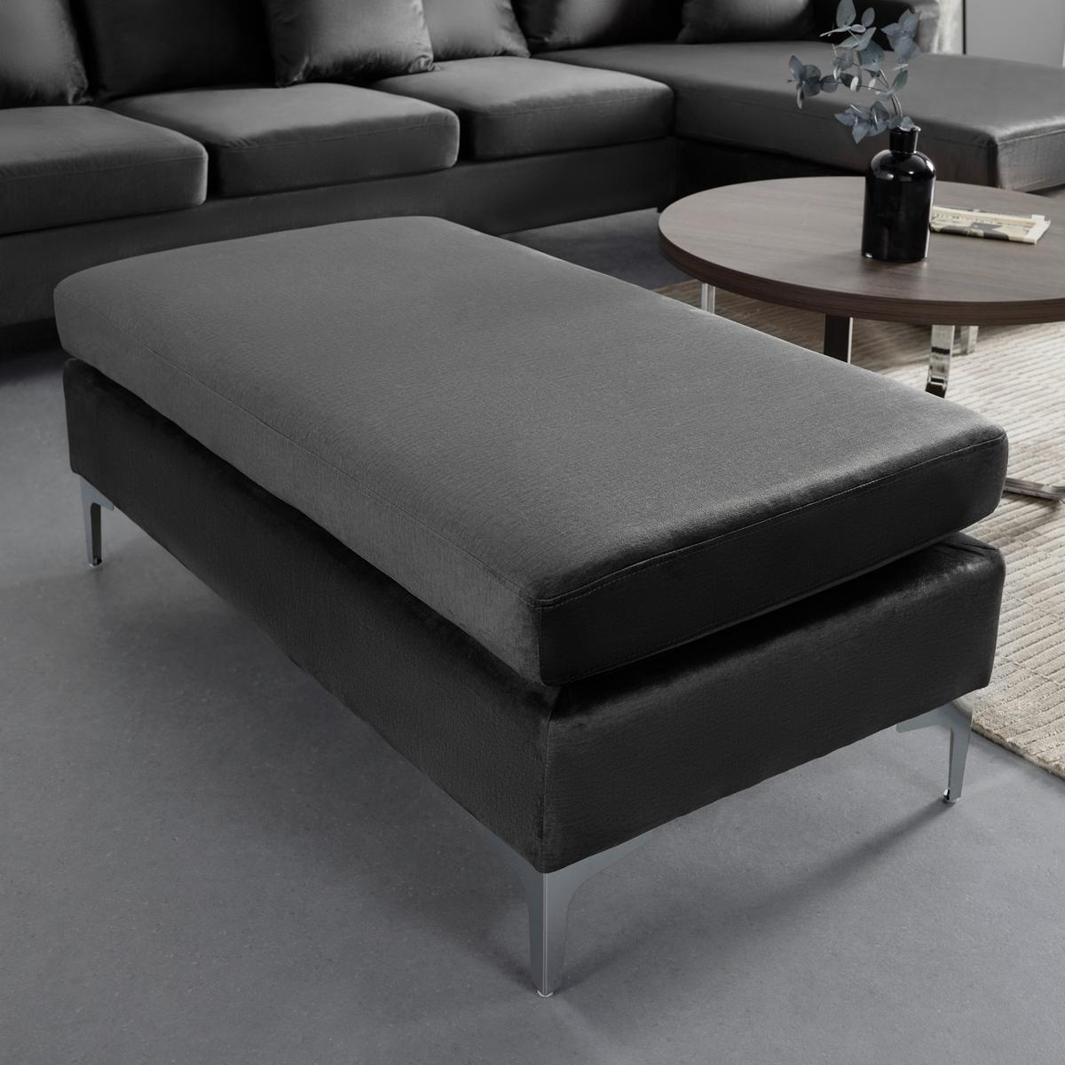 Sedací souprava ALONDRA, oboustranná, tmavě šedá - tmavě šedá/barvy nerez oceli, Moderní, kov/dřevo (287/80/182cm) - Bessagi Home