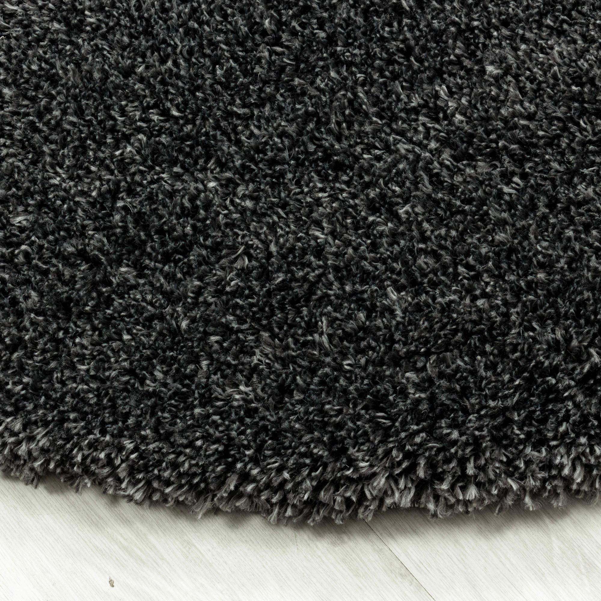 Hochflor Teppich Grau Fluffy Rund Ø 200 Cm - Grau, Basics, Textil (200cm)