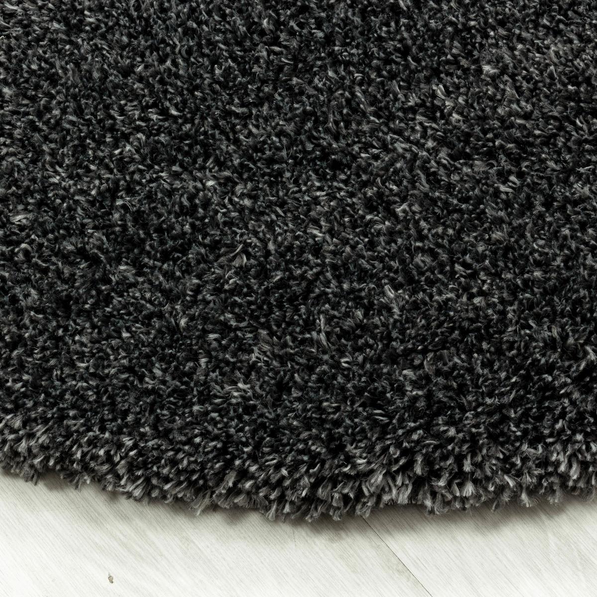 Hochflor Teppich Grau Fluffy Rund Ø 200 Cm - Grau, Basics, Textil (200cm)