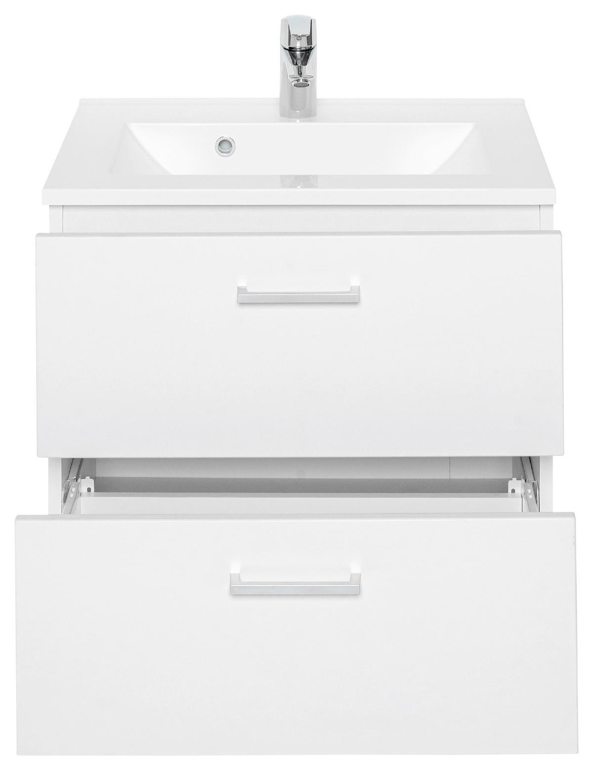 Waschtischkombi Riga Weiß B: 60 cm - Weiß, MODERN, Holzwerkstoff/Stein (60cm) - Held