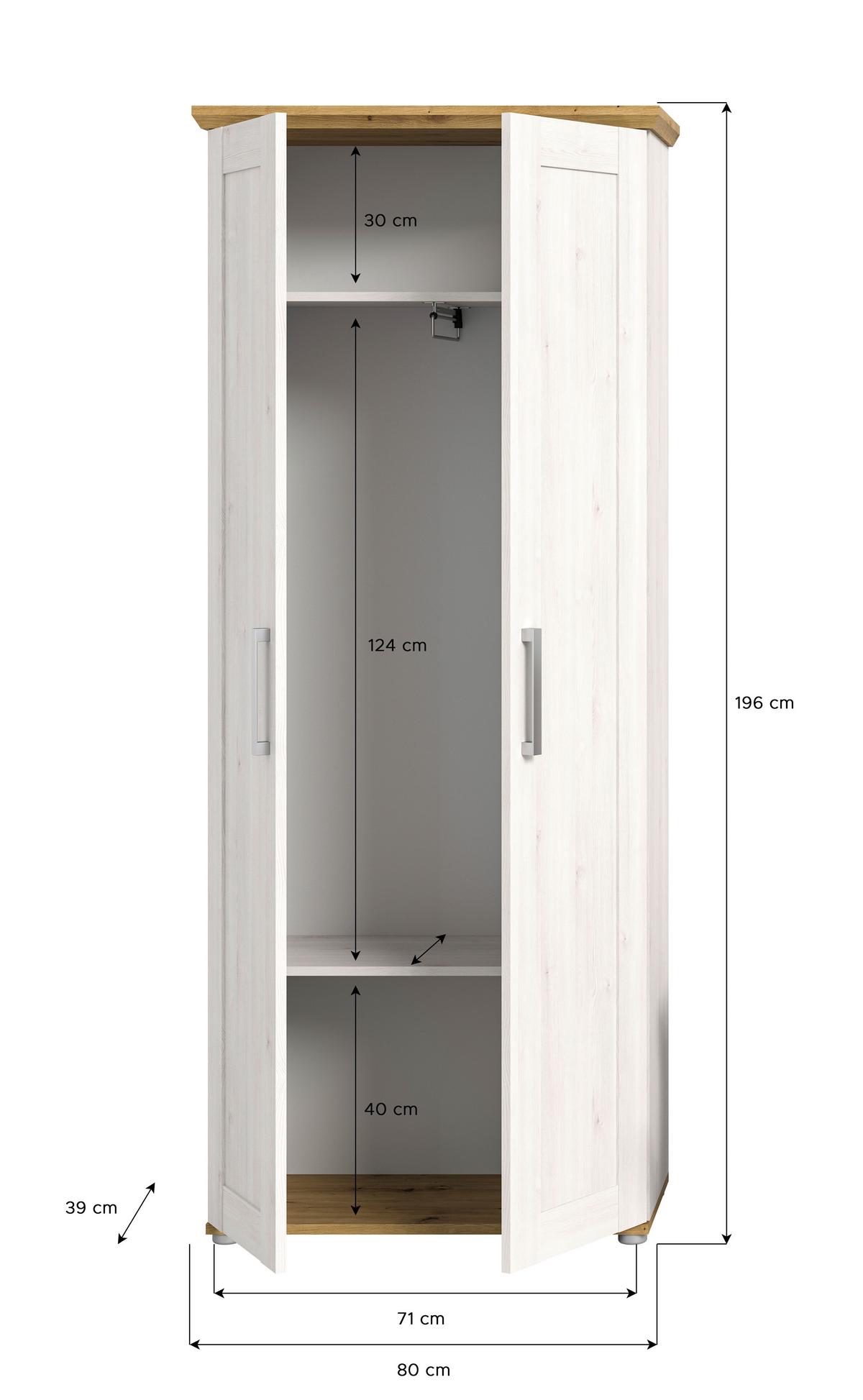 Garderobenschrank Verona Lärche B: 78 cm - Silberfarben, KONVENTIONELL, Holzwerkstoff (78/194/37cm) - MID.YOU