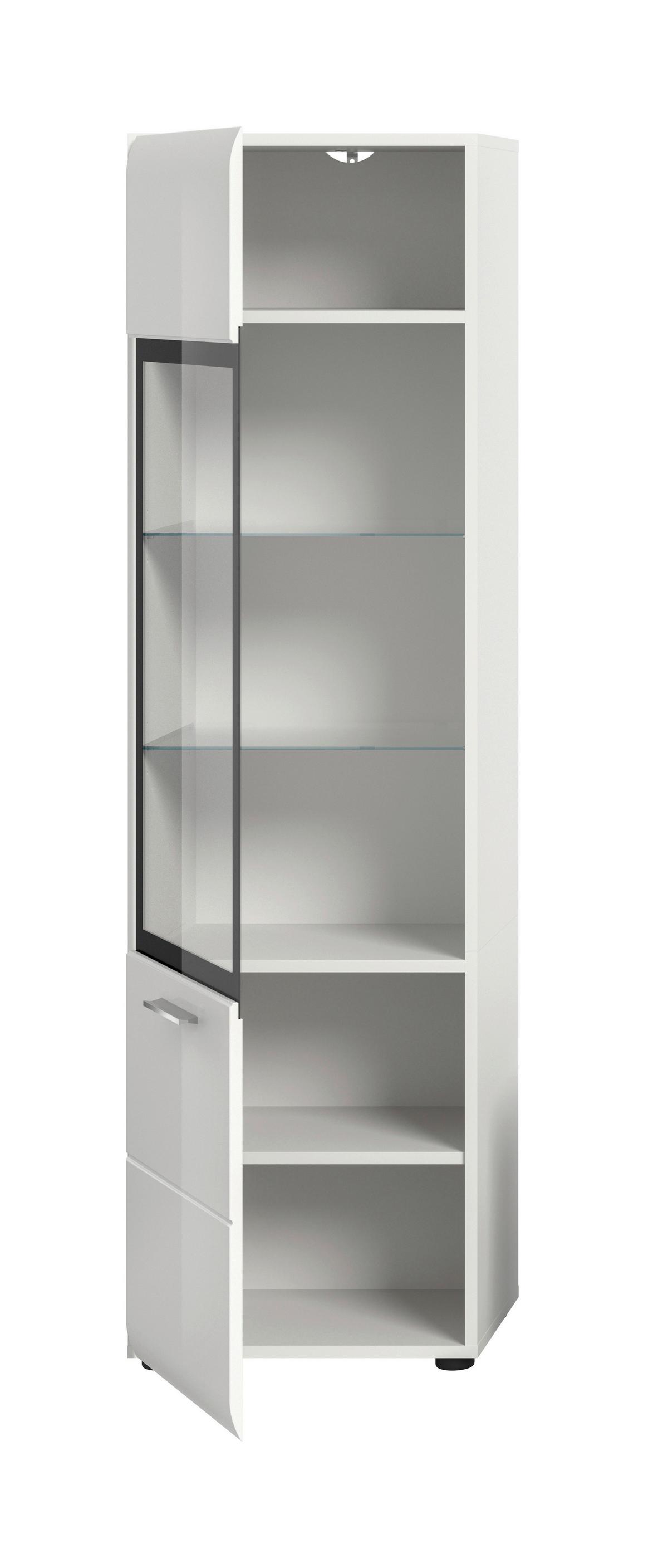 Sideboard Ice Weiß/weiß Hochglanz B: 45 Cm - Weiß Hochglanz/Schwarz, Design, Glas/Holzwerkstoff (45/160/34cm) - Livetastic