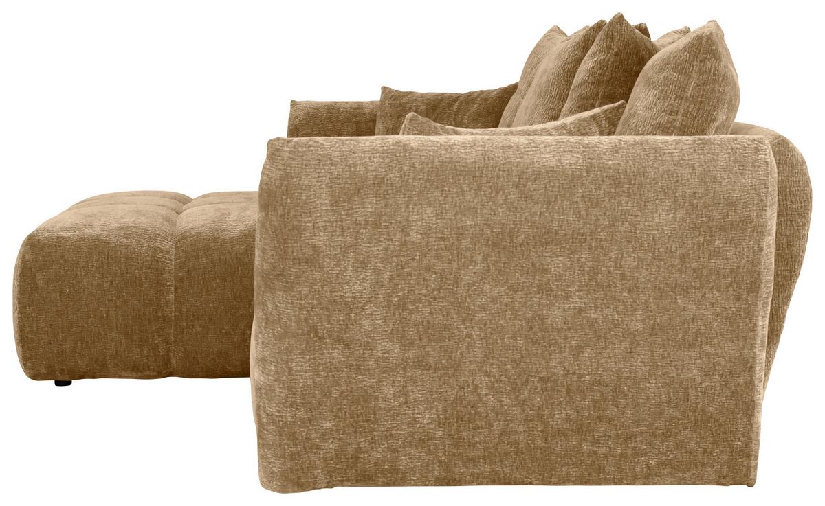 Univerzálna sedačka CAMMELLIO, sv.hnedá ženilka, 7 vankúšov - svetlohnedá/čierna, Modern, textil (296/75-95/189cm) - Mömax