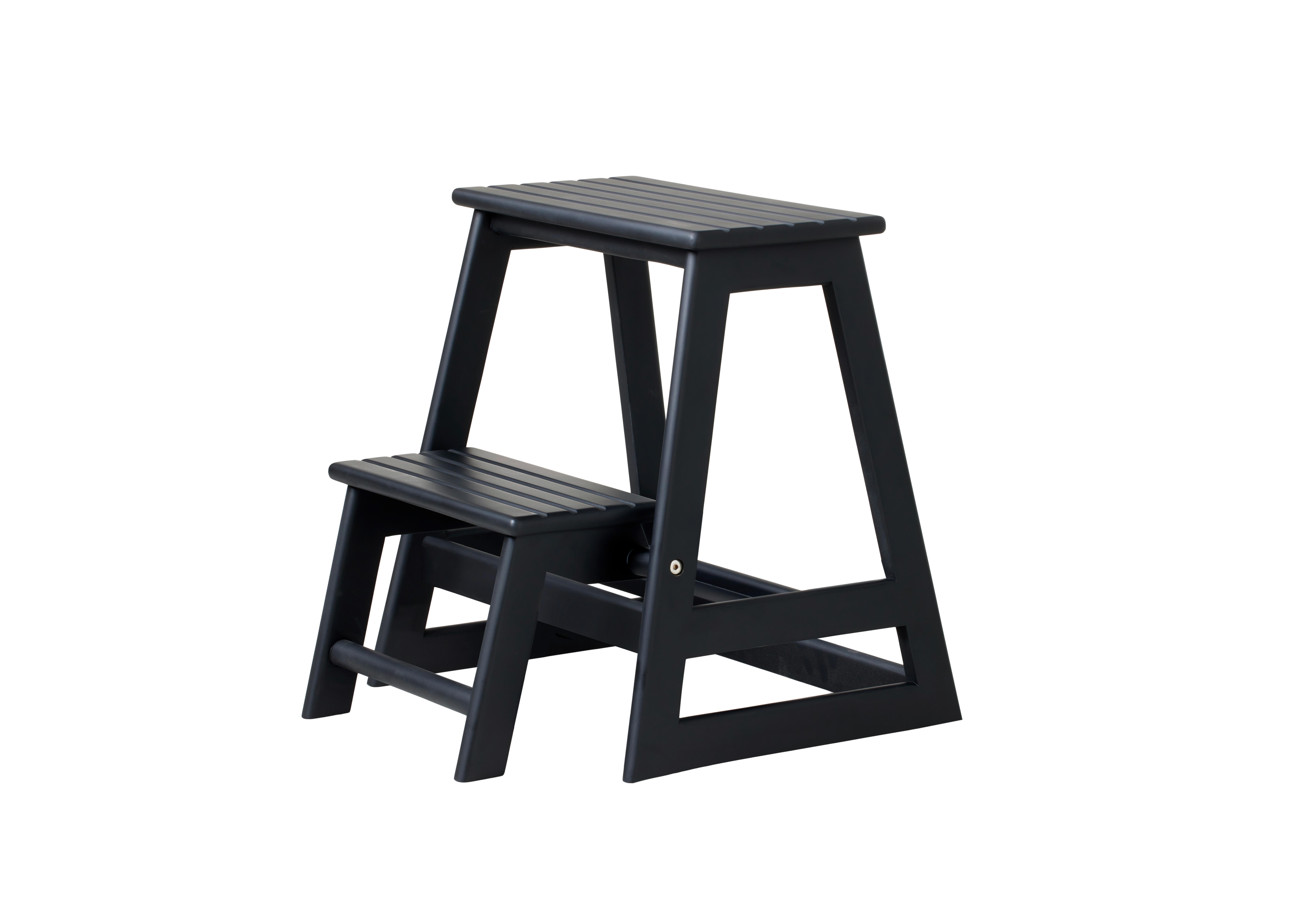 Trritthocker Skala, Schwarz 45,5x49x38,5 cm - Schwarz, Natur, Holz (45,5/49/38,5cm) - Gardenson