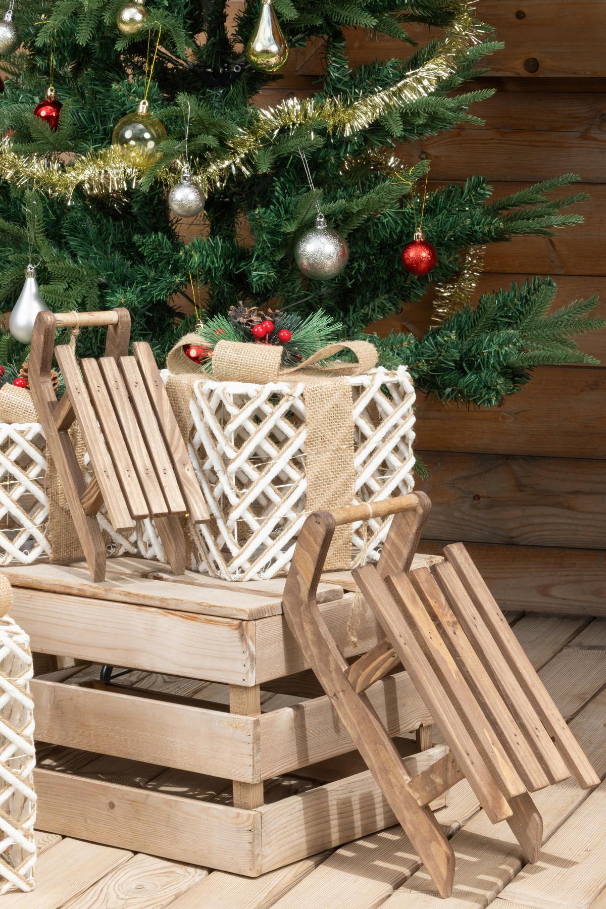 Dekoschlitten Hans - Naturfarben, KONVENTIONELL, Holz/Textil (35/17/14cm) - Luca Bessoni