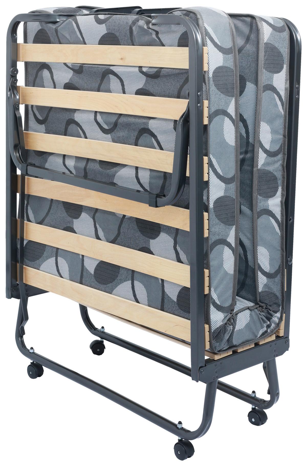 Klappbett mit Matratze + Rollen 80x190cm Luxor Alufarb. - Anthrazit, MODERN, Metall (80/40/190cm)