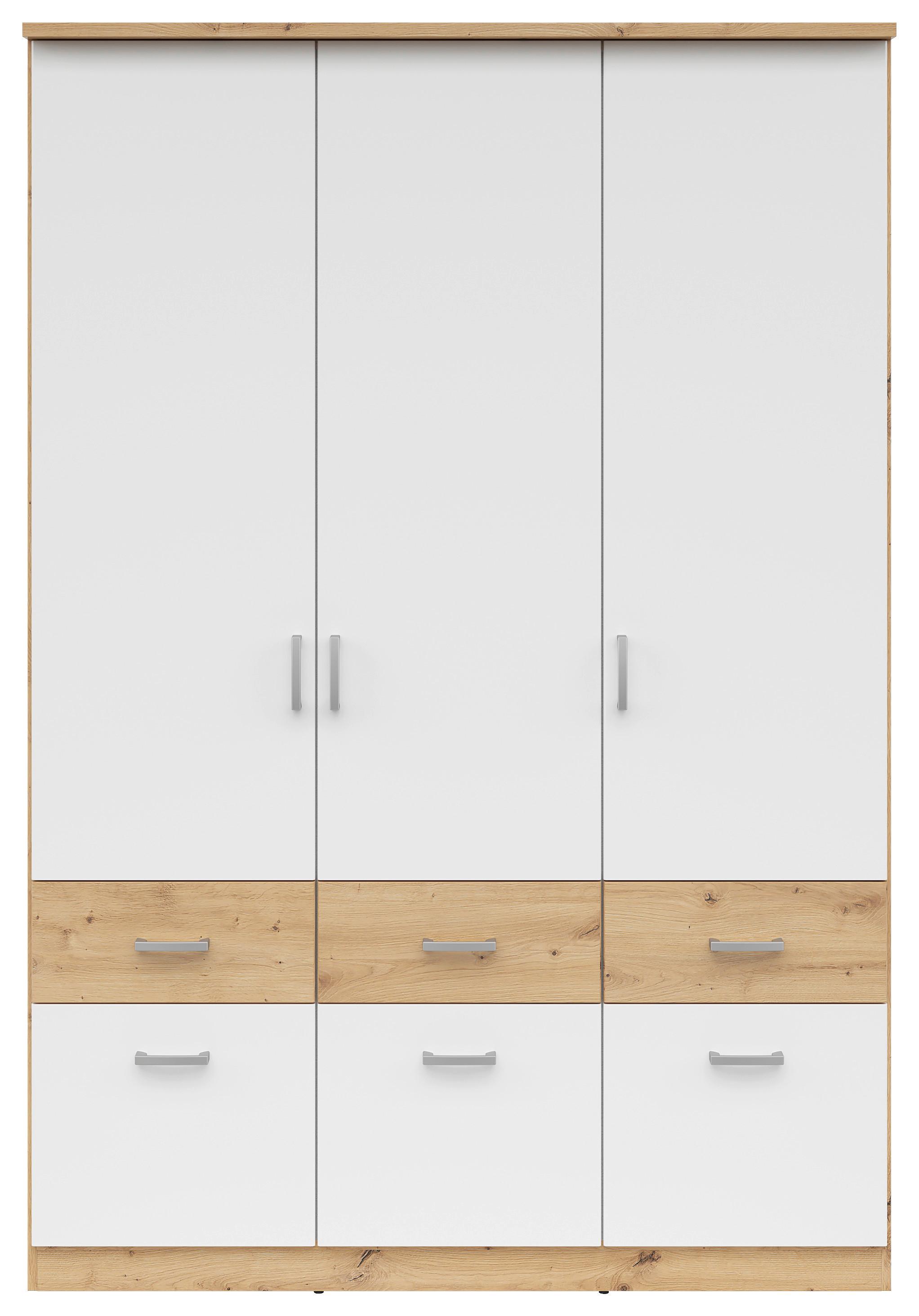 Moderner Drehtürenschrank aus Holzdekor in Artisan Eiche und Weiß