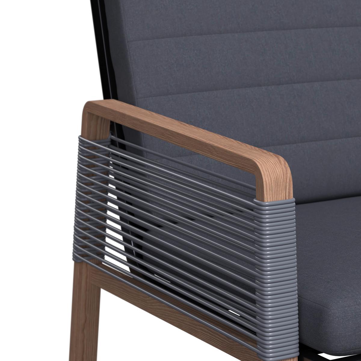 Loungegarnitur Marokko - Dunkelgrau/Naturfarben, Basics, Kunststoff/Textil (218/179cm) - Beldano