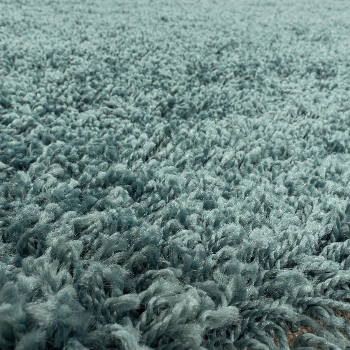 Hochflor Teppich Hellblau Naturfaser Sydney Rund Ø 80 Cm - Hellblau, Basics, Textil (80cm)