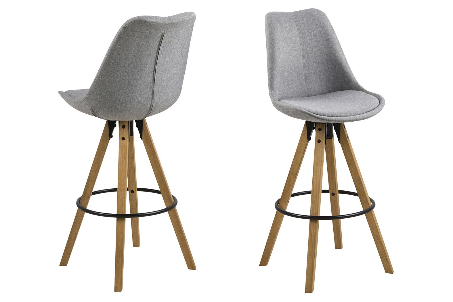 Barová židle DIMA světle šedá - šedá/barvy dubu, Moderní, dřevo/textil (48,5/111,5/55cm)